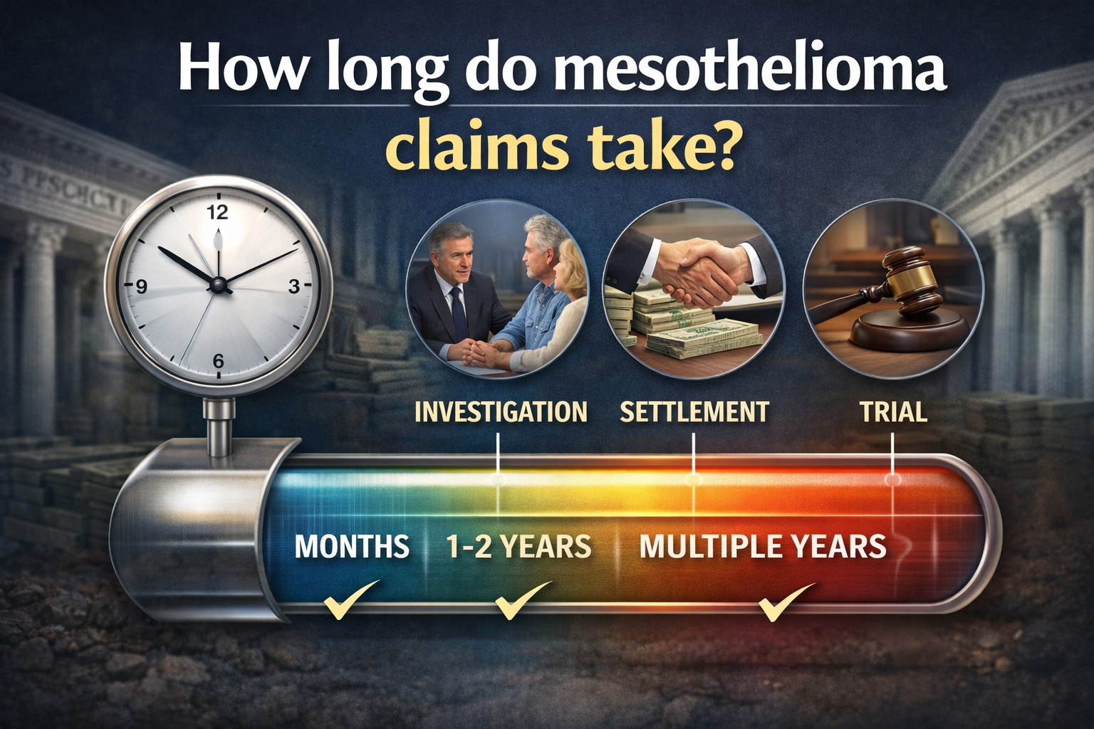 How Long Do Mesothelioma Claims Take: A Complete Guide to Timelines A mesothelioma diagnosis hits like a storm. It brings pain, fear, and huge medical bills that stack up fast. You need money for treatment and care right away. That's where a mesothelioma claim steps in. It can be a personal injury lawsuit against companies that exposed you to asbestos. Or it might mean filing with an asbestos trust fund from bankrupt firms. Veterans often turn to VA claims for help. Timelines for these claims differ a lot. Some wrap up in months. Others drag on for years. Factors like claim type and court rules play a big role. This guide breaks it down. You'll see what affects the wait and how to speed things up. Let's dive in. Factors Governing Mesothelioma Claim Duration Many things shape how long a mesothelioma claim takes. These range from basic setup to tough legal fights. Understanding them helps you plan better. Claim Type: Lawsuit vs. Trust Fund vs. VA Claim The kind of claim you file sets the pace from the start. Asbestos trust fund claims often move quicker. They skip the courtroom battles. Trusts set up by old companies pay out without much back-and-forth. Expect a review in weeks or months. Personal injury lawsuits take longer. They involve suing big companies. This means gathering proof and facing defenses. Full cases can last one to two years. VA claims follow government rules. They check if your service links to the illness. Processing adds extra steps and waits. Each path has pros. Trust funds offer speed for sure cash. Lawsuits aim for bigger awards but test your patience. VA help covers vets with steady benefits. Evidence Gathering and Initial Diagnosis Delays Proving mesothelioma links back to asbestos eats time. Doctors must confirm the diagnosis first. Pathology tests take weeks. You need records of exposure too. Jobs at shipyards or factories count as key proof. Delays happen when records are old or lost. Finding co-workers who saw the work helps. This "smoking gun" evidence builds a strong case. Without it, claims stall. Families often start this hunt right after diagnosis. It cuts prep time. Rushed work can weaken your position later. Defendant Cooperation and Litigation Strategy How defendants act changes everything. Some settle early to avoid court costs. Others fight hard. They drag out discovery, where both sides share facts. This phase alone can last six months. Your lawyer's plan matters. Smart moves push for quick talks. Mass tort cases group many victims. They speed up some parts but clog others. Courts handle batches, which helps or hurts based on the load. Pushing for settlement early often wins. It beats the grind of a full trial. Jurisdiction and Court Backlogs Where you file decides a lot. State courts vary in speed. Busy ones like California face long lines. Federal courts might move faster for asbestos suits. Jury pools and judge loads affect waits. Some places, like Maryland's "rocket docket," clear cases quick. Others lag due to high caseloads. Pick the right spot with lawyer help. It can shave months off your timeline. Estimated Timelines for Different Mesothelioma Claim Avenues Real waits depend on your case. But patterns show up across types. Here's what to expect based on common paths. Asbestos Trust Fund Payout Timelines Trust funds aim for fairness and speed. You file with medical proof and exposure details. Initial reviews often take 90 days. Trustees check if you fit the rules. Once approved, payments come in 30 to 60 days. Some trusts pay in full right away. Others split it over time. Deadlines matter—many cut off after years. In 2025 data, average waits hit four to six months. Quick action keeps you in line. Over 60 trusts exist, each with set paces. File early to beat limits. Submit clean docs for faster checks. Track status online for updates. Mesothelioma Personal Injury Lawsuit Progression Lawsuits follow clear steps. Filing starts the clock. It takes weeks to draft and submit. Then comes discovery: six to 12 months of sharing evidence. Talks for settlement overlap here. Most cases end this way, in 12 to 18 months total. If no deal, trial prep adds six months or more. Full trials? Up to 24 months from start. Stats from the Asbestos Disease Awareness Organization show 95% settle out of court. This keeps most under two years. Veterans Affairs (VA) Disability Claim Processing Times VA claims help vets with service ties. New claims average 100 to 150 days for a decision. Mesothelioma counts as a presumptive condition for some exposures. You submit service records and diagnosis. The VA rates your disability at 100% often. Backlogs grew in 2025, pushing waits to five months on average. Appeals add more time—up to a year. Use accredited reps to speed it. Recent VA reports note faster online filings cut days. Gather DD-214 form quick. Link illness to duty clearly. Check status via VA.gov often. Expediting the Mesothelioma Claim Process You can't always rush justice. But smart steps help. Focus on prep and pros to trim waits. Importance of Immediate Legal Representation Hire a mesothelioma lawyer fast. They know the ropes. Experts collect evidence quick and file right. This skips common errors that add months. Specialized firms handle asbestos cases daily. They spot weak spots early. Free consults let you test fit. One tip: Look for groups like the Asbestos Trial Lawyers Association. Their members win faster payouts. Utilizing "Rocket Docket" or Expedited Procedures Terminally ill patients get breaks. Courts offer "compassionate scheduling." It bumps your case up. In places like Baltimore, waits drop to months. File motions for this right away. Judges often grant for short life expectancies. Mesothelioma fits perfect. Talk to your attorney about it. They push these tools hard. Thorough and Organized Initial Documentation Start strong with your files. Gather medical scans, bills, and work logs. List jobs and sites with asbestos. Co-worker statements add weight. Organize in folders or digital scans. Hand it all to your lawyer day one. This cuts discovery time in half. No hunting later means quicker moves. Scan old pay stubs for proof. Note doctor visits with dates. Keep a timeline of symptoms. The Settlement vs. Trial Dilemma: Impact on Duration Most claims avoid trials. But choices shape your wait. Weigh speed against risks. Settlement Negotiations: The Fastest Path to Funds Settlements rule in mesothelioma suits. Over 99% never see a jury. They bring cash sure and soon. Talks start after discovery, often in under a year. Defendants want to close books. You get funds for care without more fights. Average awards hit $1 to $2 million, per recent studies. Push your lawyer to negotiate early. It beats trial unknowns. Trial Preparation and Jury Selection Delays Trials demand heavy work. Prep experts and witnesses takes months. Jury picks add weeks in busy courts. Civil calendars crawl. Your spot might wait a year. Once started, trials last days to weeks. But wins pay big—up to $10 million in some cases. Still, few choose this path. Dealing with Multiple Defendants and Cross-Jurisdictional Issues Many suits name 20+ companies. Each fights separate. Discovery spreads across states, slowing all. Coordinating lawyers and courts adds hassle. Federal rules help group them, but not always. Focus claims on main players. It streamlines and speeds resolution. Conclusion: Strategic Management of the Mesothelioma Compensation Timeline Mesothelioma claims vary in length. Claim type sets the base. Evidence hunts and court fights stretch it. Legal smarts and quick starts cut the drag. The disease waits for no one. Act fast to secure what you need. Balance speed with strong proof for best results. Key takeaways: File soon to meet statutes, often two to three years from diagnosis. Get a specialized asbestos lawyer to guide you. Prep docs early and consider trust funds for quick cash. Explore VA options if you're a vet. Contact a trusted attorney today. Your fight deserves swift support.